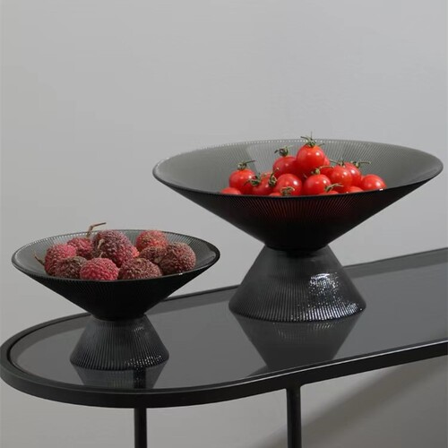 European simple fruit plate home living room coffee table glass fruit plate wholesale tall creative nut snacks dried fruit plate