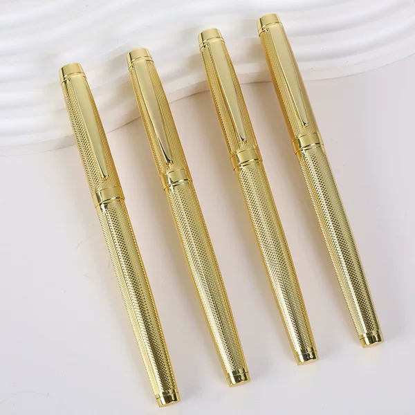 Electroplated Metal Signature Pen with Gold Engraved Heavy Feel Gel Pen Advertising Gift Pen Gel Pen Laser Logo