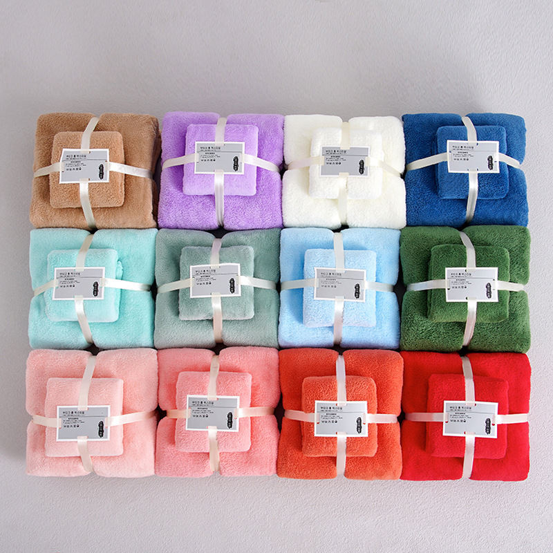 Towel Bath Towel suit Small Gift Soft Absorbent Large Set Towel Hu Velvet Bath Towel Beach Towel Thickened Factory Wholesale