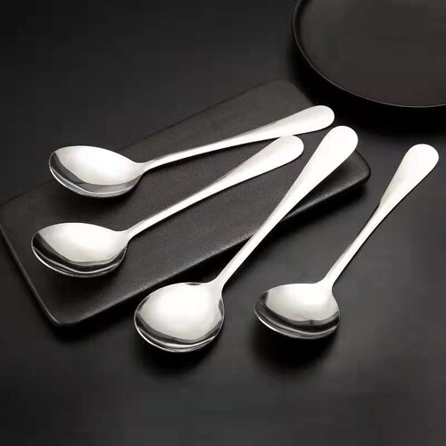 Wholesale stainless steel Korean spoon creative long handle spoon household children's rice spoon round head dessert spoon
