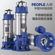 人民污水泵家用小型抽水泵化粪池养殖场抽粪泥浆切割式排污潜水泵