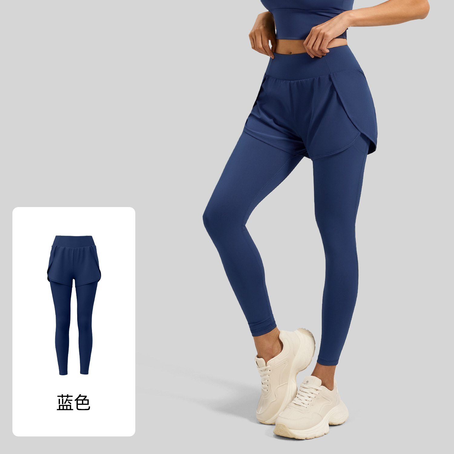 Pantalones de yoga Juyitang de doble capa con bolsillos, cintura alta, efecto levanta glúteos, para correr, fitness y deportes.