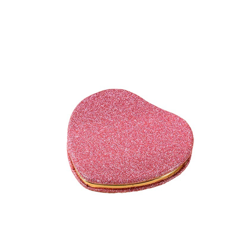 Double-sided Folding Handheld Mirror, Heart Pocket Design, Portable for Elementary Students