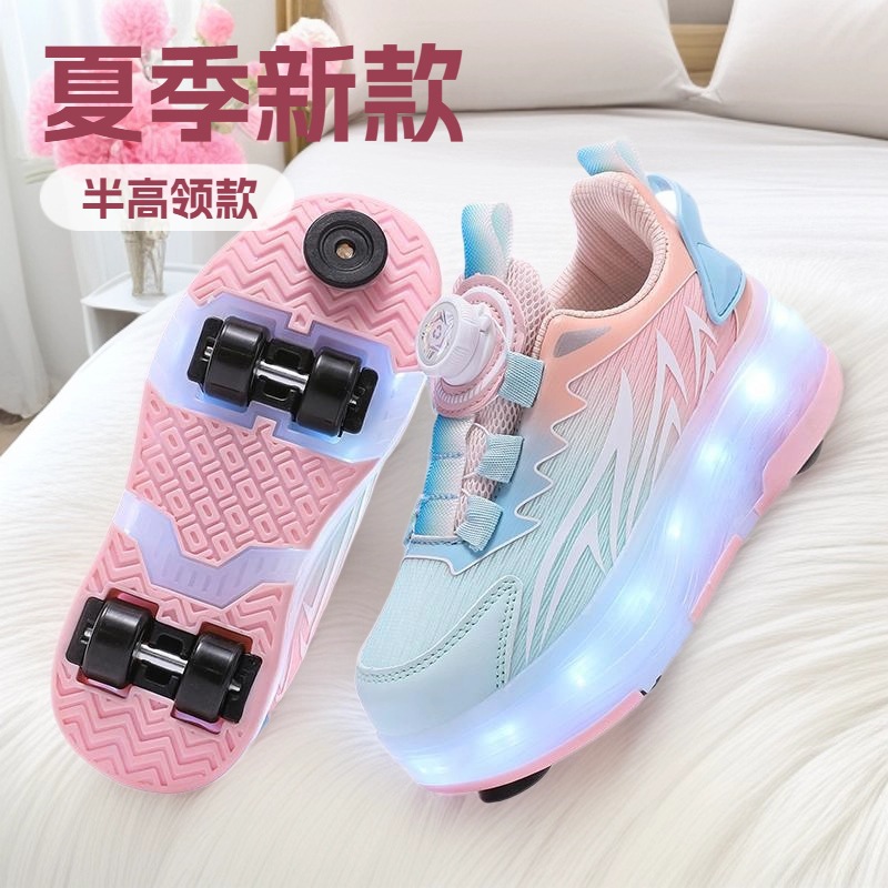 Heelys Shoes for Boys Factory Direct Sales New Children's Roller Sports Shoes Roller Skates Double Wheel Girls Trendy Heelys Shoes