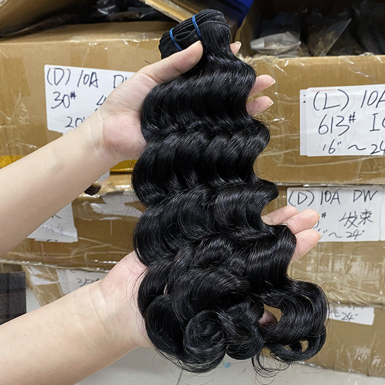 Extensiones de cabello humano real en ondas profundas sueltas para mujeres, peluca de cabello humano de exportación en stock