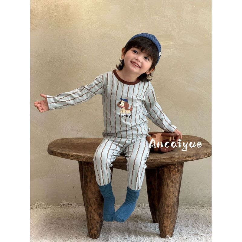 New Pure Cotton Seamless Lycra Children's Home Wear Set for Boys and Girls, Class a Cartoon Thermal Underwear Pajama Set New Pure Cotton Seamless Lycra Children's Home Wear Set for Boys and Girls, Class a Cartoon Thermal Underwear Pajama Set