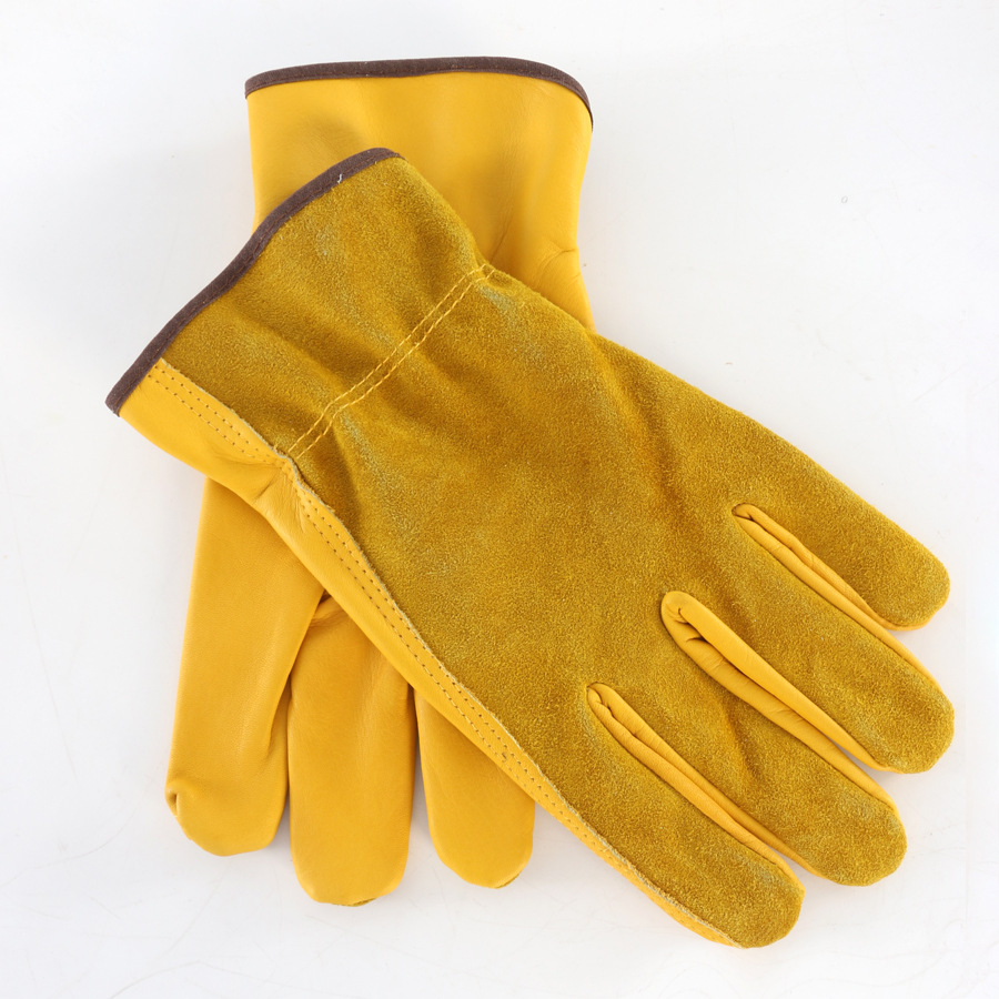 Guantes de jardinería de piel de vaca guantes de conducción antideslizantes y resistentes al desgaste guantes de soldadura eléctrica