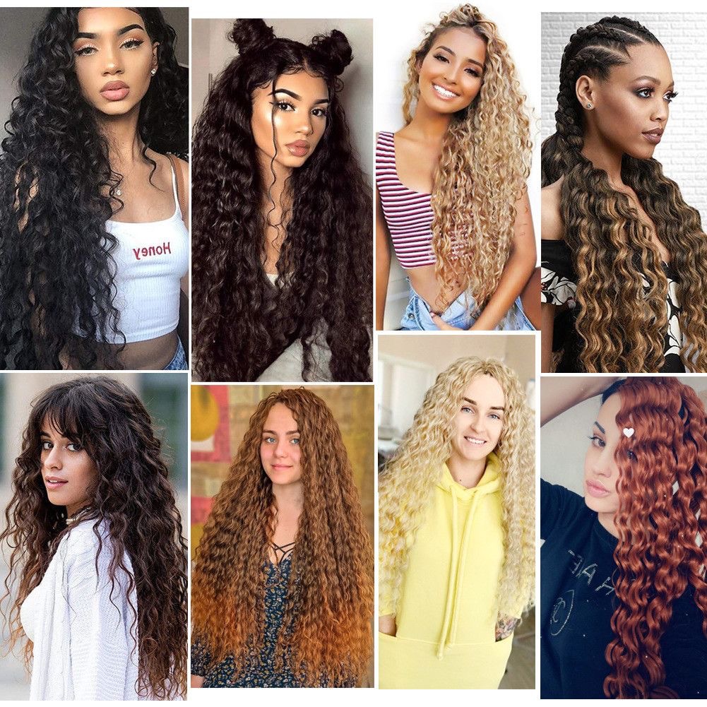 30 pulgadas onda profunda a granel pelo de fibra química peluca trenzado color trenza crochet pelo image 4