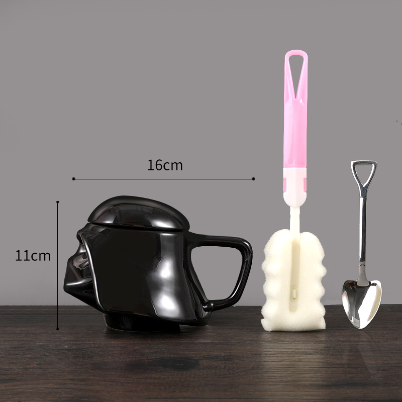 Tendencia creativa transfronteriza taza de gran capacidad con cubierta con cuchara taza de cerámica Star Wars taza de agua