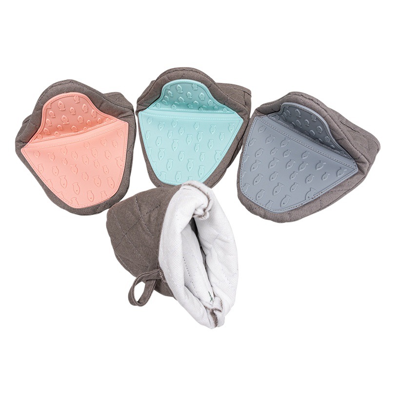 Guantes de silicona semiblando forma de pez 56 g, guantes de horno de doble capa resistentes al calor