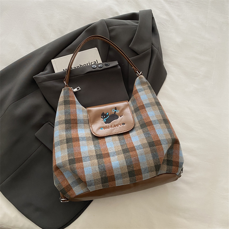 Bolsa de hombro de perro de salchicha para mujeres 2024 nuevo estilo de moda coreana academia bolso de celosía bolso de gran capacidad