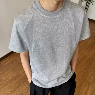 纯色简约正肩短袖男女款夏季新款休闲感百搭潮流时尚圆领上衣T恤