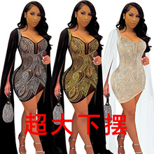 VK2203欧美跨境女装  烫钻 透视 修身 连衣裙 eBay