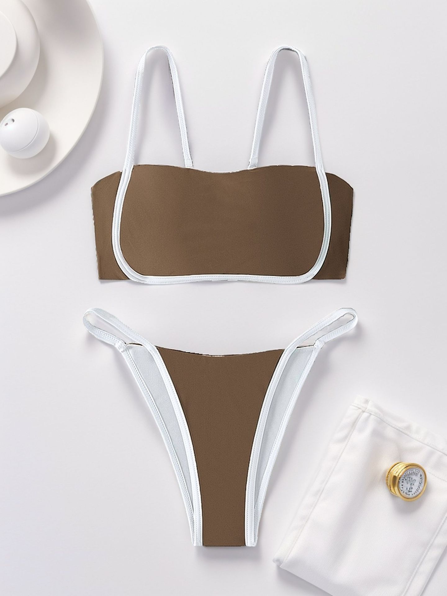 New Sexy Low Waisted Bikini Color Block Lace-Up Two Piece Swimsuit Women's Clothing_ecoleips.com