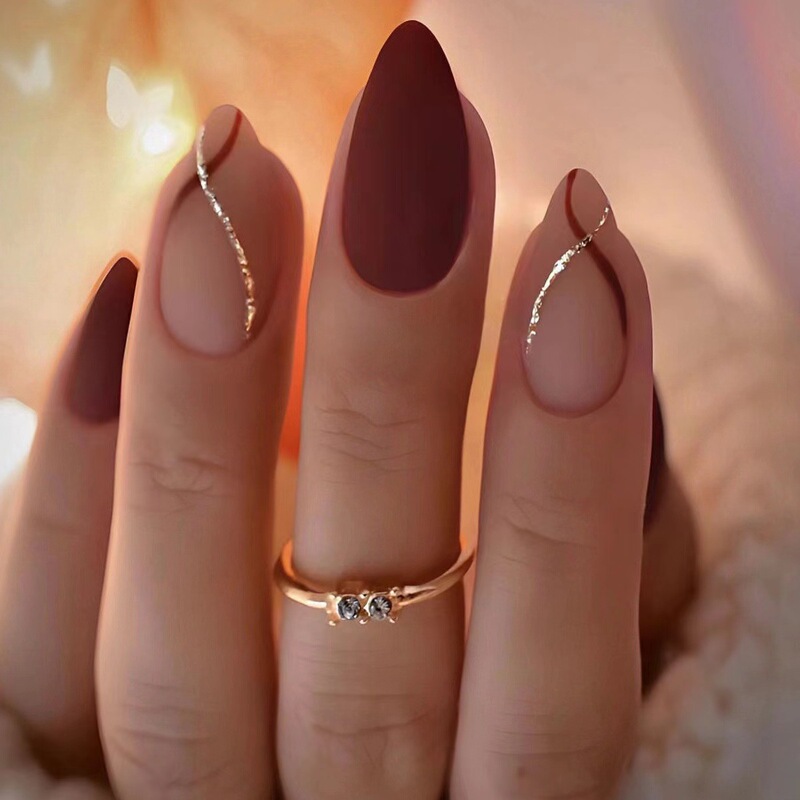 【Special Offer】Versatile Wearable Nails European and American Style Rhinestone Red Gold Edge Nail Tips Short Glossy False Nails 24 Pieces 【Special Offer】Versatile Wearable Nails European and American Style Rhinestone Red Gold Edge Nail Tips Short Glossy False Nails 24 Pieces