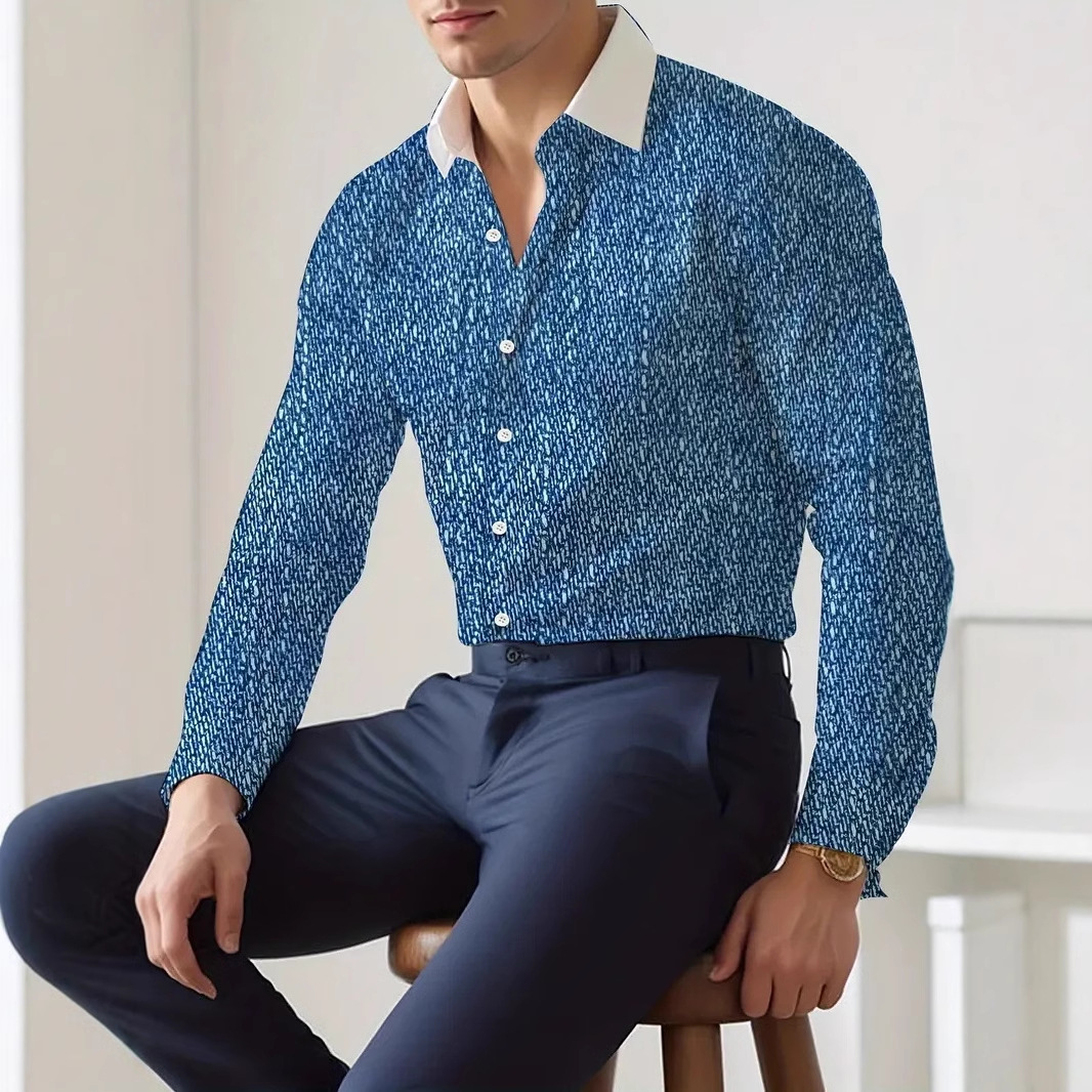 2025 nueva camisa de manga larga con degradado de color salvaje casual de moda europea y americana transfronteriza de Amazon MB12