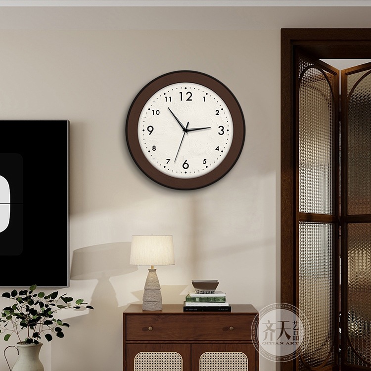2025新款中古风餐厅装饰钟表挂画简约现代法式客厅饭厅静音挂钟画