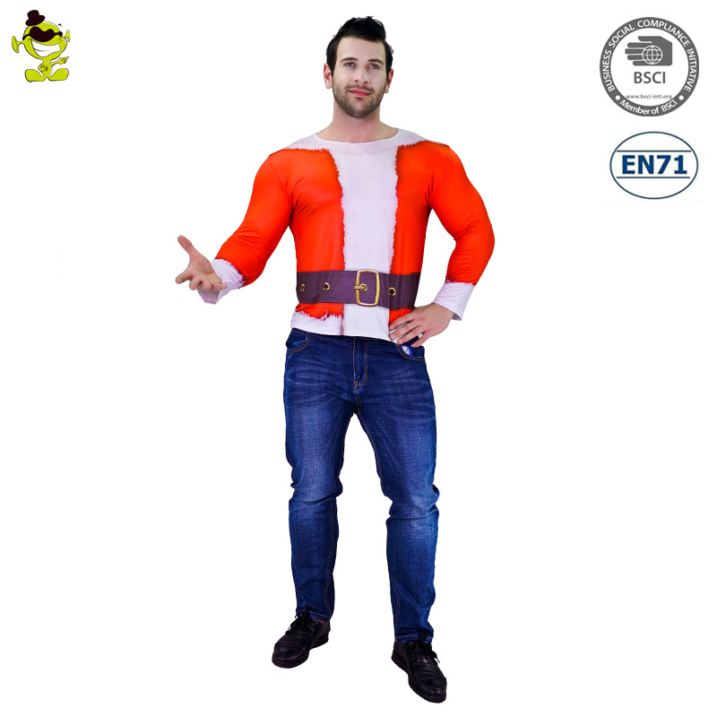Navidad adulto hombres Navidad 3D impreso suéter de manga larga Camiseta etapa traje de rendimiento traje de cosplay ropa