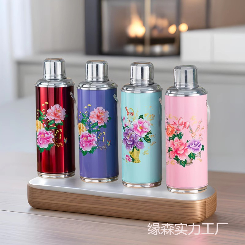 保温壶热水瓶手提怀旧复古婚庆开水瓶老式中国风茶瓶铝壳一件厂家