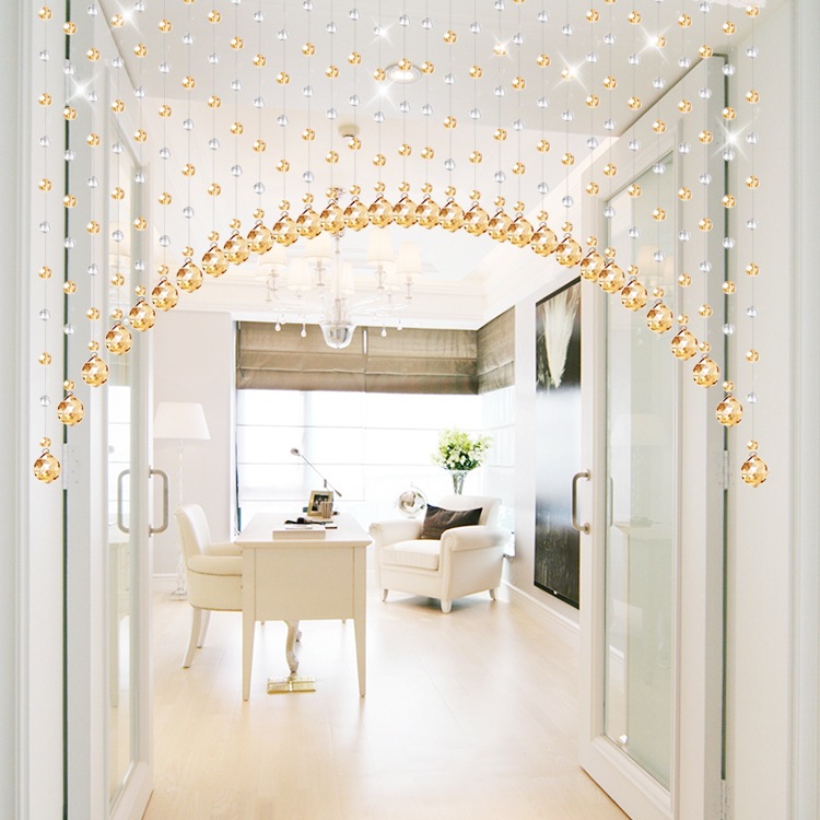Bead Curtain Crystal Partition Curtain Hanging Curtain Half Door Curtain Living Room Light Luxury Entrance Screen Bedroom Punch-Free Bathroom