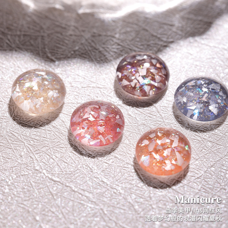 2023 nuevo hielo de verano transparente Internet celebridad estilo Mica Shell pegamento manicura grandes lentejuelas esmalte de uñas pegamento