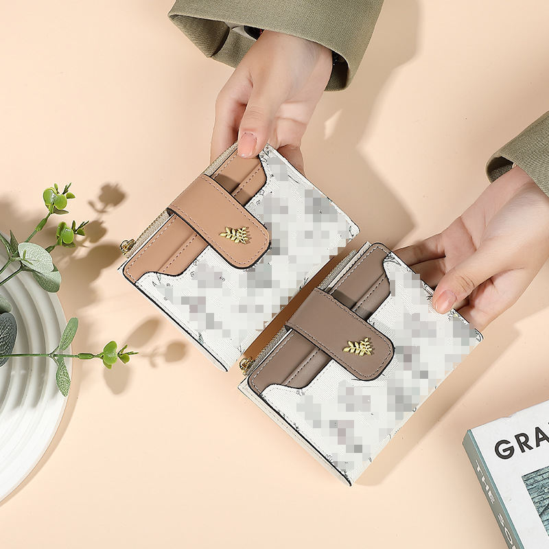 2025 primavera transfronteriza floral señoras corto, fresco, delgado, monedero de varias tarjetas