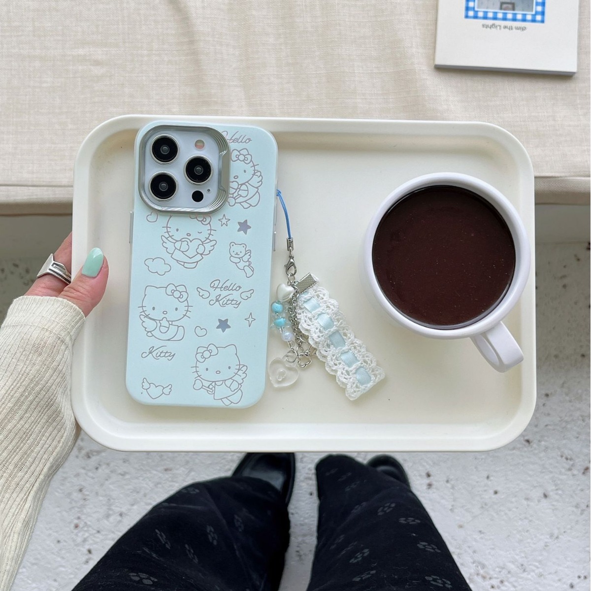 Ins lindo ángel alas gato para iPhone 13 funda para teléfono móvil 15ProMax Apple 14P hembra 12 colgante