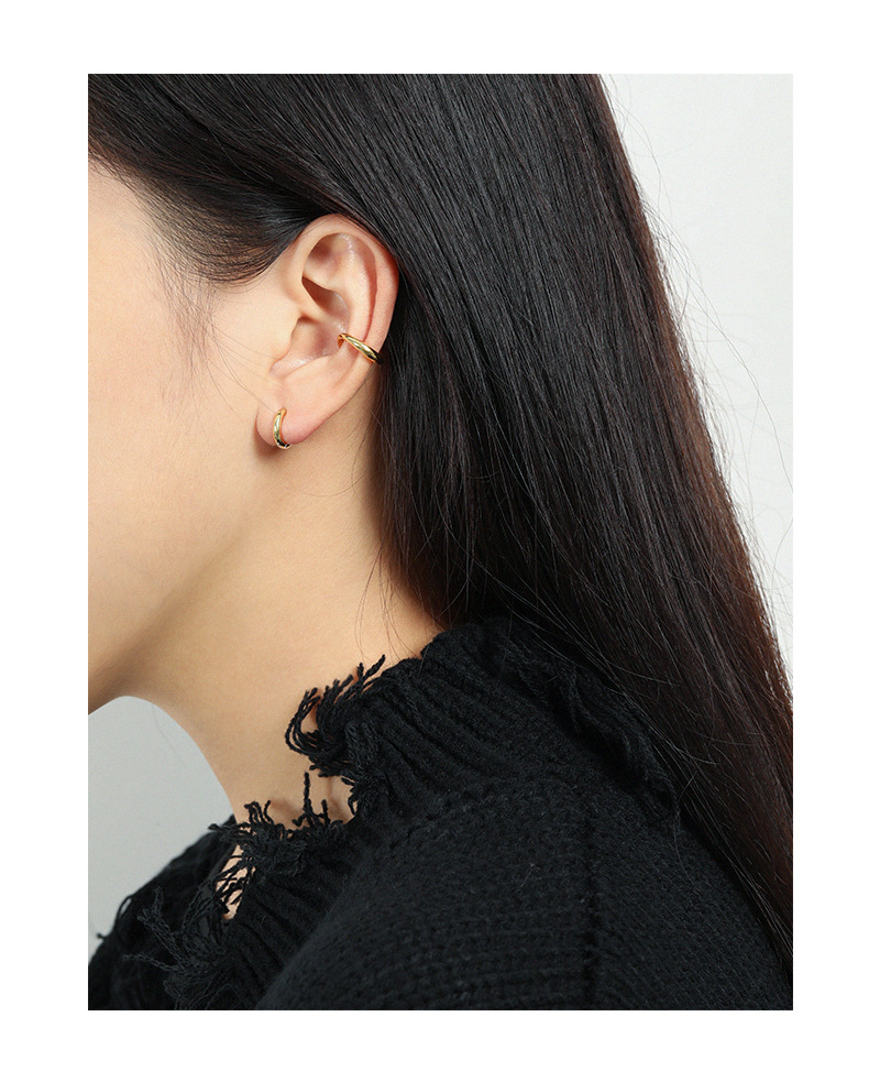 INS Style Color Block Sterling Silver Plating Hoop Earrings 1 Pair