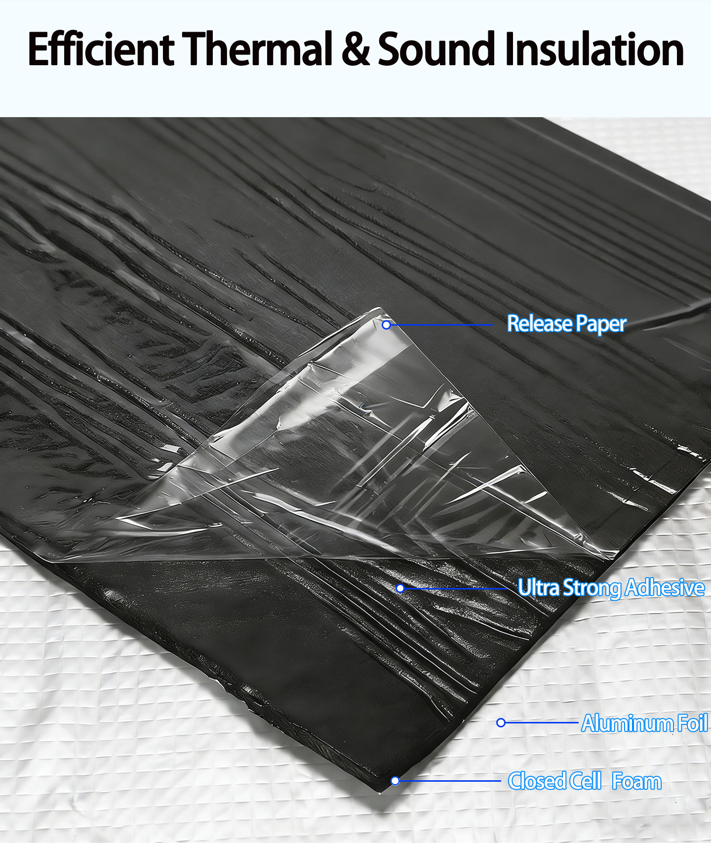 200Cm*50Cm Car Aluminum Foil Soundproofing Cotton Insulation Rv Heat Insulation Soundproofing Mat with Adhesive Backing Self-Adhesive Cross-Border Bestseller