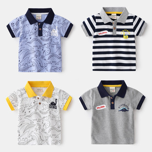 Children's Lapel T-Shirt 2025 New Boys Polo Shirt Short-Sleeved T-Shirt Baby Korean Style Summer Top Dropshipping
