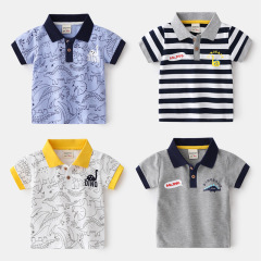 Children's lapel T-shirt 2024 new boys polo shirt short-sleeved T-shirt baby Korean summer top one piece drop shipping