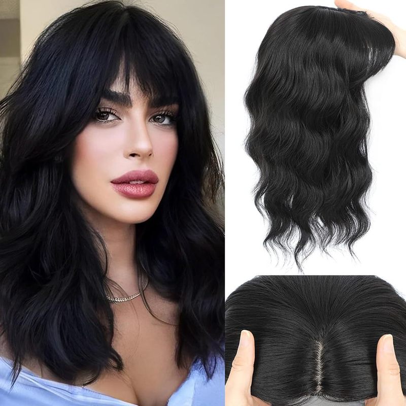 Cross-Border French-Style Air Bangs Wig for Women, Summer Cover-Up for Gray Hair, Top Hairpiece, Invisible Realistic Hairpiece
