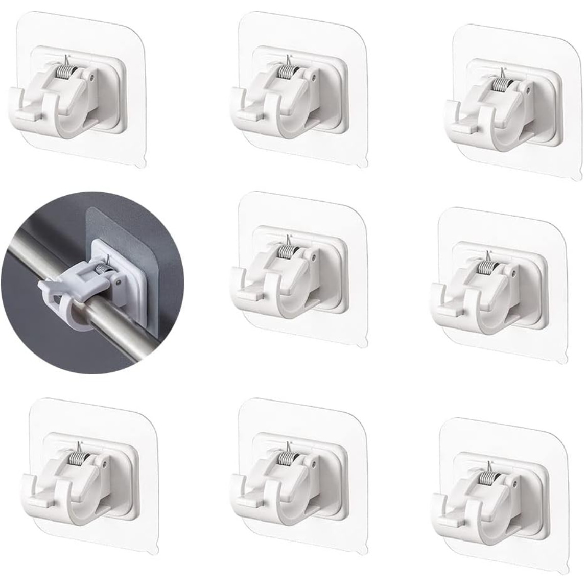 gancho de barra de cortina fijador de clip de barra de cortina sin agujeros de pegado tipo soporte clip de barra transversal cortina de puerta telescópico gancho adhesivo