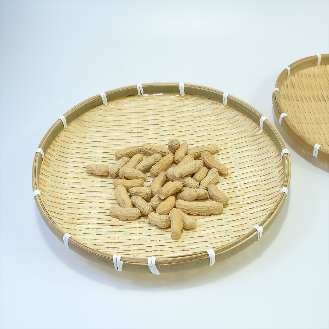 Bandeja de almacenamiento de bambú, recogedor redondo, canasta de secado de boca baja, tamiz de bambú, plato de bambú, canasta de comida, productos de bambú