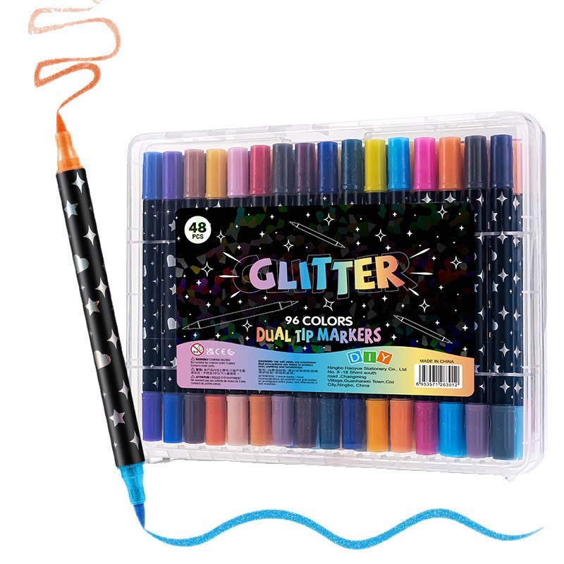 ホットセール新製品工場直接供給双頭二色フラッシュマーカーペンソフトヘッド絵画フラッシュペン水彩ペン卸売|undefined