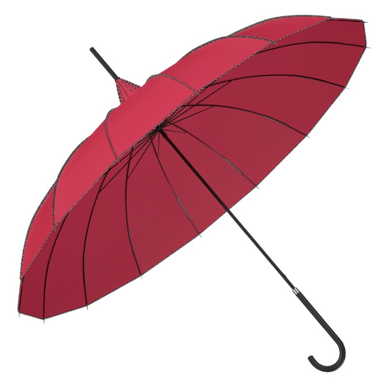 Estilo explosivo transfronterizo, mango curvo, poste recto, pagoda de 16 huesos, paraguas de sol, paraguas de boda nupcial, paraguas de fotografía, paraguas con mango de PU, una pieza