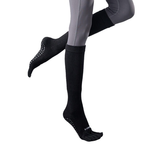 Yoga socks, professional yoga socks, mid-length autumn and winter five-finger non-slip warm Pilates indoor special