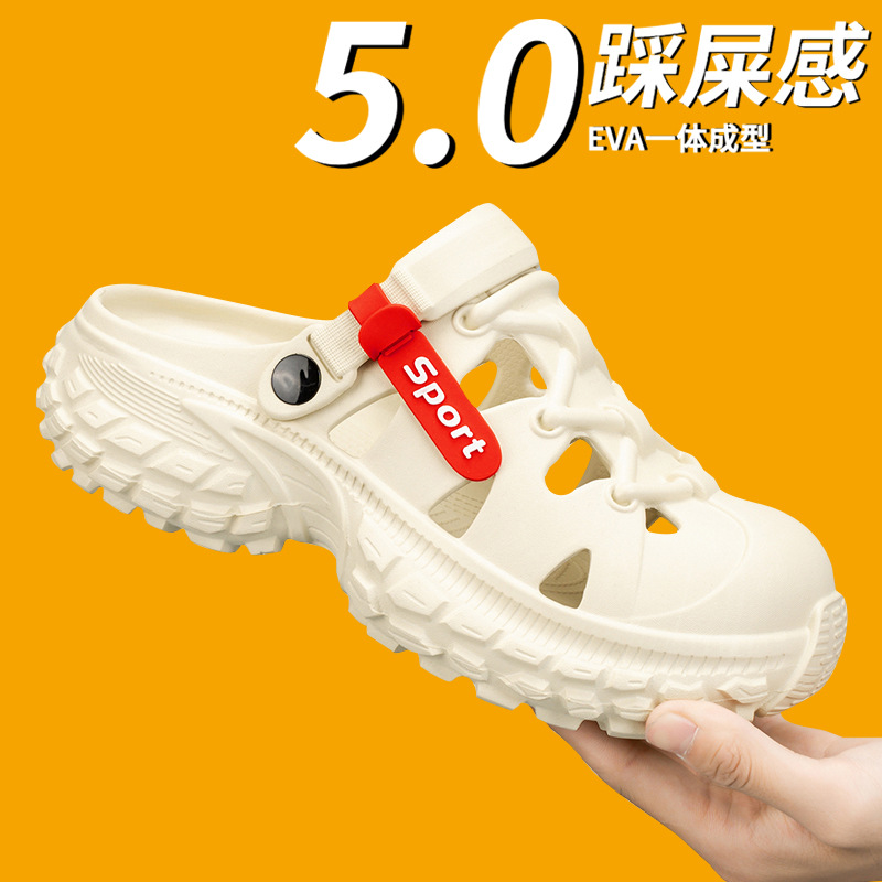 Zapatos con agujeros estilo pareja nuevo verano al aire libre para conducir suela gruesa para aumentar la playa zapatos con agujeros antideslizantes para hombres