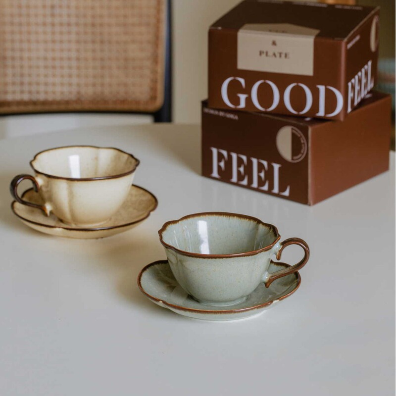 Vintage Simple Hibiscus Coffee Cup and Saucer Latte Cup Cabo Cup Household Commercial Antique Coffee Cup and Saucer Dim & Saucer