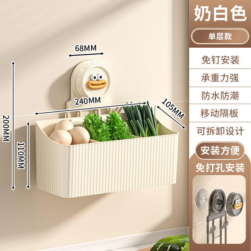 キッチン玉ねぎ、生姜、ニンニク収納ボックス壁掛け収納ラック生姜ニンニク調味料収納バスケットパンチングなしハンギングバスケット拡大|undefined