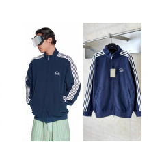 正确版本巴黎Blcg25FW新款大圆环刺绣摇粒绒外套男女明星休闲夹克