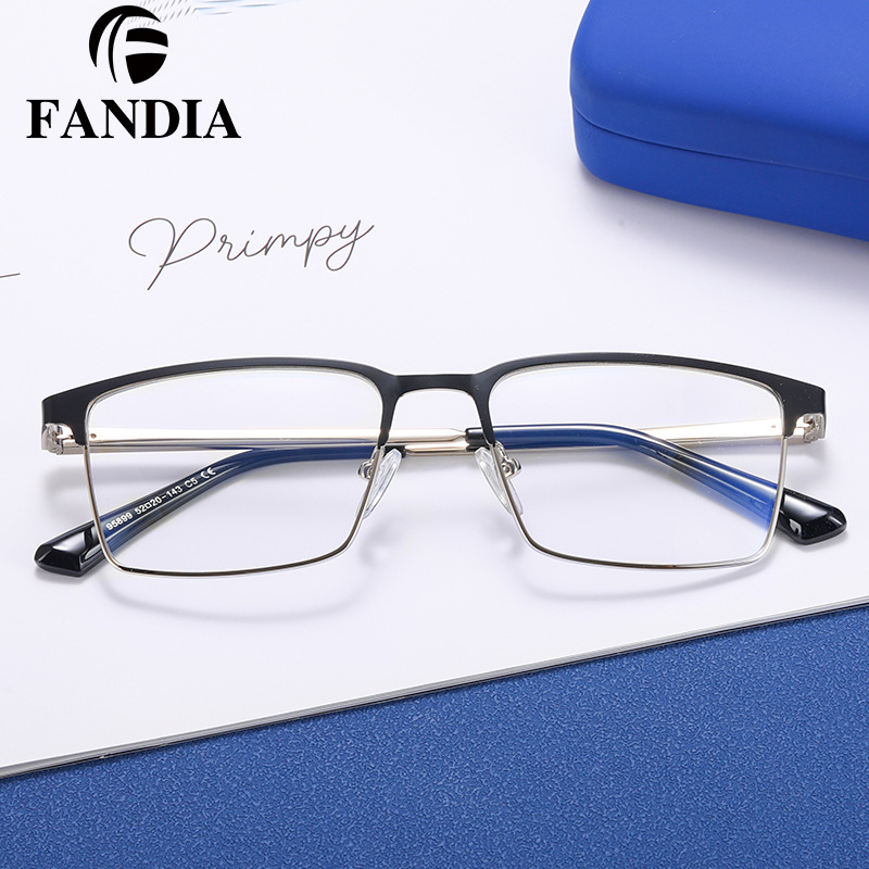 95899 de Europa y América de los nuevos hombres de negocios anti-azul espejo plano TR90 primavera espejo de la pierna de metal gafas ópticas gafas