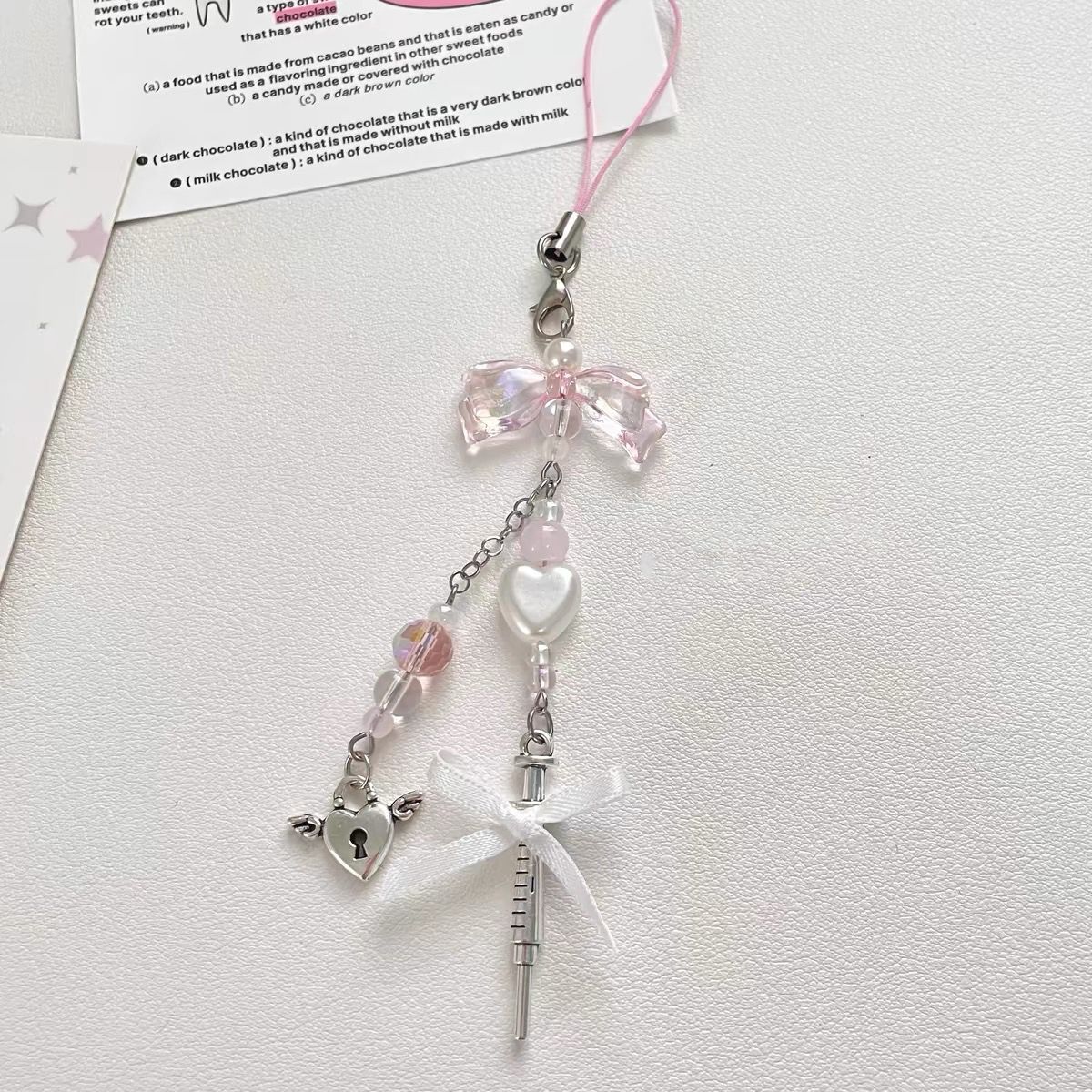 [stay angel] hand-made beaded girl heart mobile phone chain goo this card book pendant bag ccd pendant ins