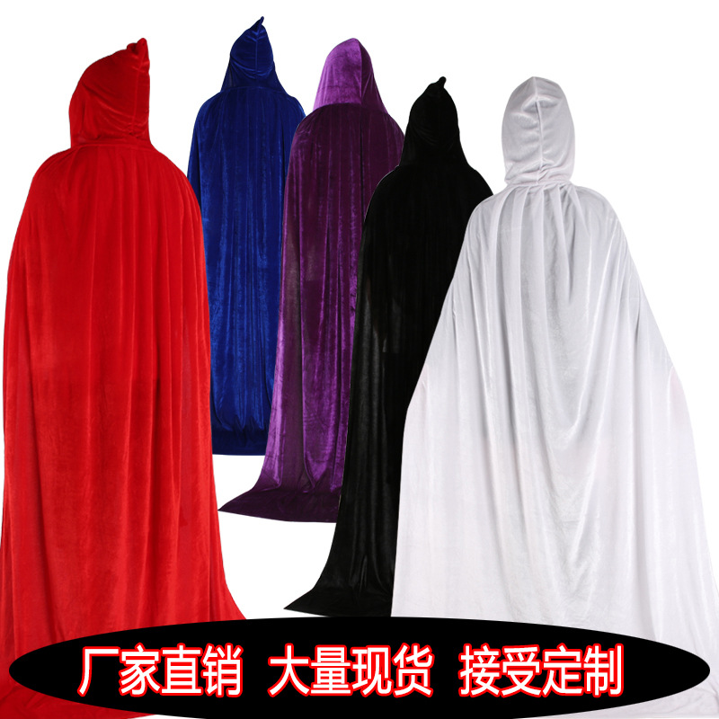 Halloween en stock terciopelo multi-color manto hembra bruja mago niños adultos capa de terciopelo