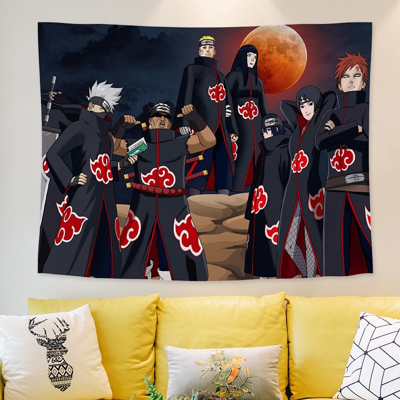 (2개) 나루토 애니메이션 배경 천 원피스 INS 매달려있는 옷감 침실 방 기숙사 태피스트리 침실 장식 벽 천