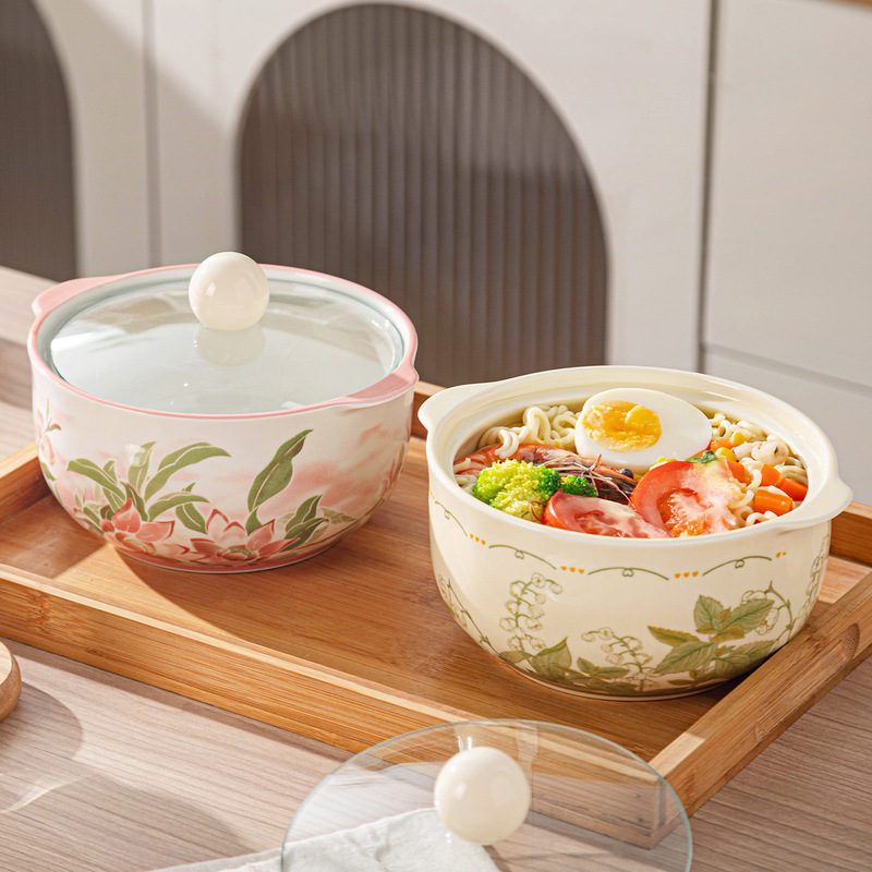 Student Dormitory Cute Instant Noodle Bowl with Lid Double-Eared Snail Rice Bowl Household Rice Bowl Instant Noodle Bowl Anti-Scalding Ceramic Bowl Student Dormitory Cute Instant Noodle Bowl with Lid Double-Eared Snail Rice Bowl Household Rice Bowl Instant Noodle Bowl Anti-Scalding Ceramic Bowl