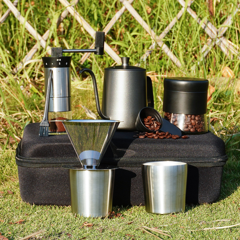 Hand-made coffee appliance gift box set outdoor hand-made pot European-style stainless steel coffee set gift