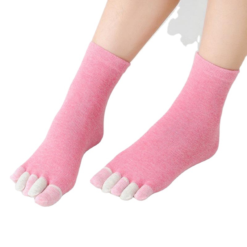 Venta directa de fábrica calcetines de algodón de color para mujer primavera y otoño color Toe calcetines sudor-absorbente tubo corto media pantorrilla estilo coreano calcetines de punta