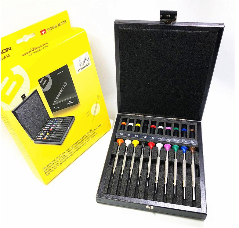 修表工具 瑞士 bergeon 30081-A10 木盒螺丝批套装 起子