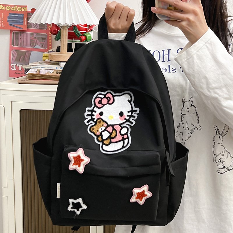 kt 고양이 책가방 여성 중학생 및 고등학생 배낭 대용량 대학생 캠퍼스 배낭 옥스포드 천 배낭